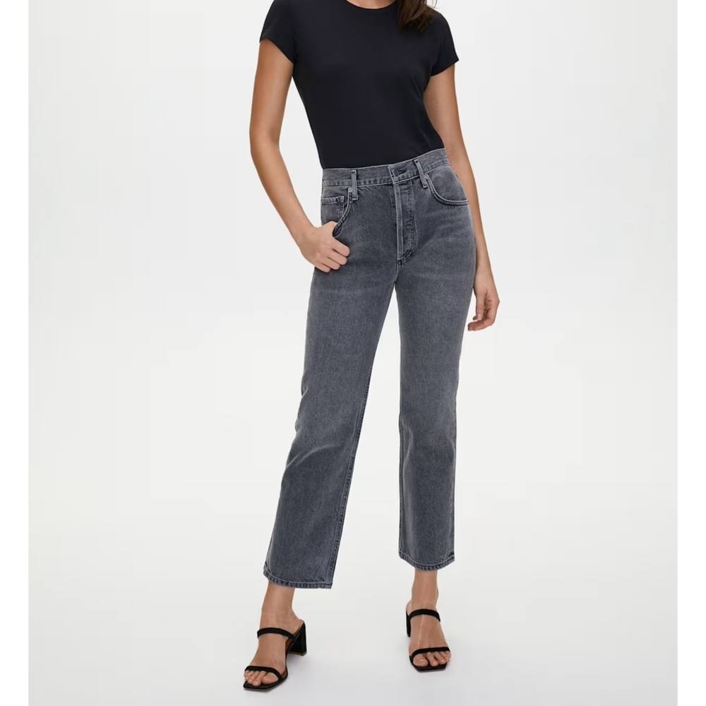 NEW AGOLDE Ripley Jeans Photogram Washed Black Straight Leg 23 Revolve